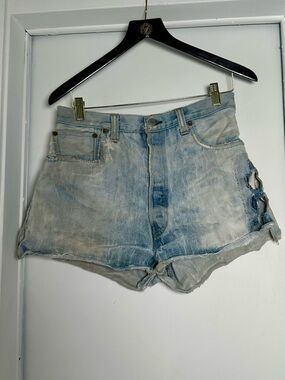 Levi's Light Blue Distressed Denim Cutoff Shorts
